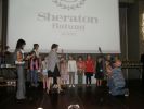 Nana Alexandria awarded prize winners of Europe Championship. Of course, small girls don't know that they get trophey from the hands of the player who made draw in World Championship match against Maya Chiburdanidze. As Nana wrote then- "this draw equalized me with the World Champion but missed the crown."