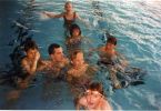 In 1998, 10 most talented young players of Lviv Region became chance to play in famous open tournament Pardubice thanks to sponsorship of one students mother. It was a good lesson for kids, although on that moment only Andrei Volokitin risked to play in main A section of tournament. Others gained experience and rating points in B, C and even D sections. But most memorable this trip was not only by chess but also by nice swimming pool. Andrei wasnt a perfect swimmer yet so he felt himself safer with his hand on trainers shoulder. Nearby are swimming 2 another future grandmasters Mikhaylo Oleksienko and Katia Matseyko.